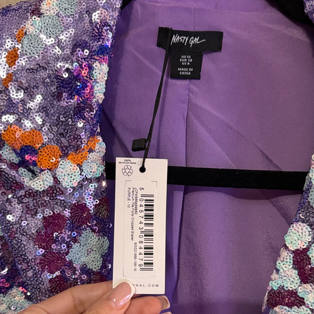 Nasty Gal Purple Multicolor Sequin Blazer - Picture 3 of 5
